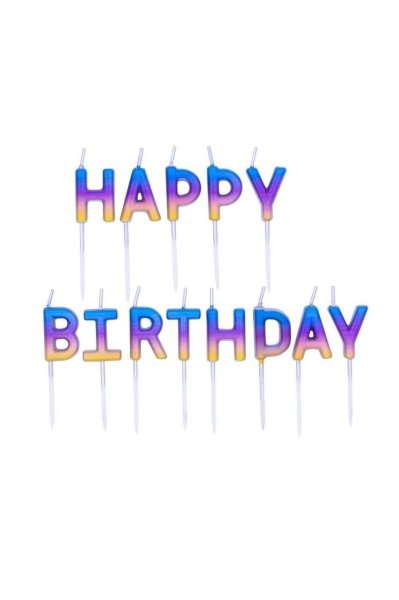 CANDLE: ROSE GOLD & OMBRE HAPPY BIRTHDAY PICK STICK CANDLES